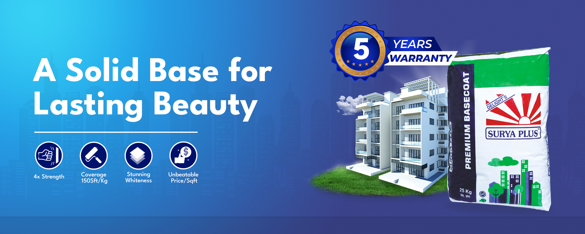 Surya Plus Premium Base Coat | Offers 150% More Coverage Per Square Foot